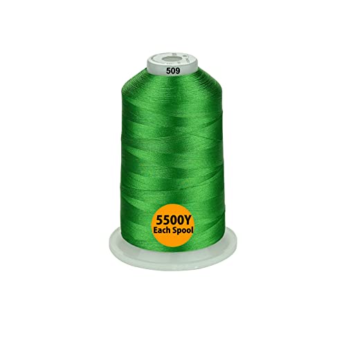 Simthread - 33 Selections - Various Assorted Color Packs of Polyester Embroidery Machine Thread Huge Spool 5500Y for All Purpose Sewing Embroidery Machines - 3 Differ Green - color: 3 Differ Green