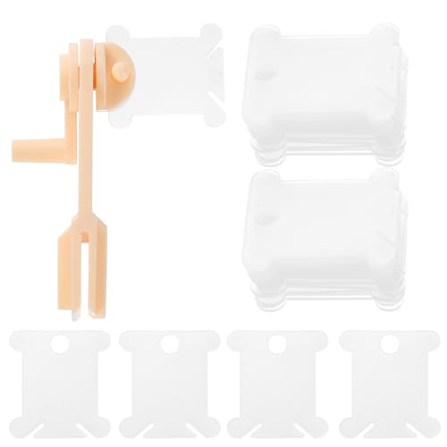 HARFINGTON 100pcs Embroidery Floss Bobbins with Bobbin Winder, Plastic Cross Stitch Thread Organizer Holder Cards Sewing Thread Sorting Tool Storage for Craft DIY Sewing, Clear - color: Clear