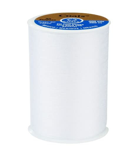Coats & Clark All Purpose Thread 400 Yards White Black (1 Black and 1 White Dual Duty All Purpose Thread - 400 Yards Each Spool - Bundled with 30 Assorted Hand Needles and Needle Threader)
