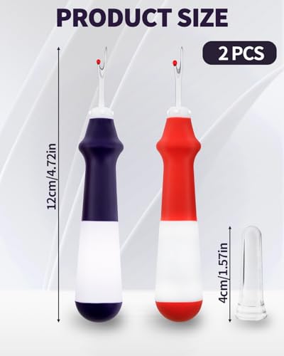 Needle and Thread Seam Ripper, Rippers for Sewing and Thread,Remover Stitch Tool for Hand Sewing, Knitting, Cross Stitching, Embroidery and Thread Removal (Blue+Red) - color: Blue+Red