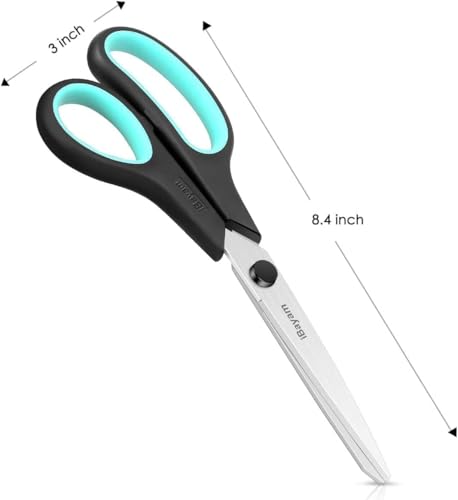 iBayam 8.5" All Purpose Sharp Black Scissors, Comfort-Grip Handles, 24-Pack - color: Red, Green, Blue, size: 24-Pack