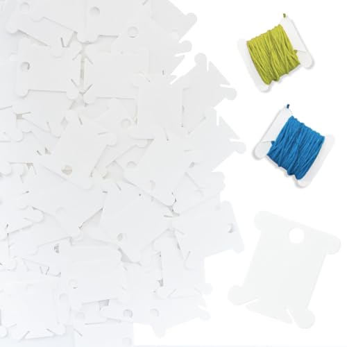 300 Pcs Plastic Embroidery Thread Cards, White Plastic Floss Bobbins