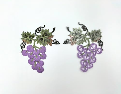 Embroidered Iron on Patches Applique, Grape Embroidered - color: Grape
