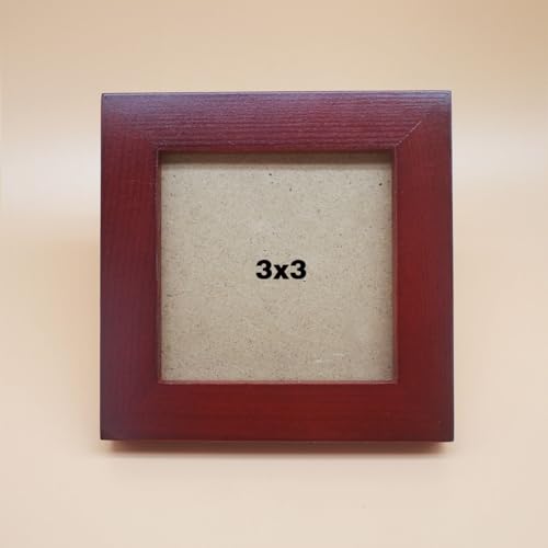 3x3 Picture Frame Solid Wood,Red. Table Top or Wall Mount Photo Frames with Plastic Glass for 3x3 Inches Pictures, Modern Home Office Decor - color: Red, size: 3x3