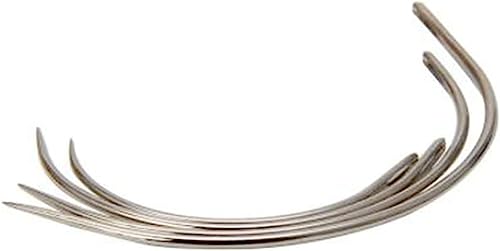 4 Pcs Silver Curved Leather Sewing Needles, Heavy Duty, Set for Weaving, Crafts & Repairing