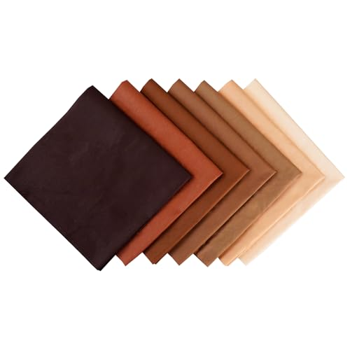 7PCS Solid Color Cotton Fabric Squares 20" x 20" Fat Quarter Fabric Bundles Craft Fabric for Patchwork Sewing Quilting Crafting DIY (Coffee) - color: Coffee