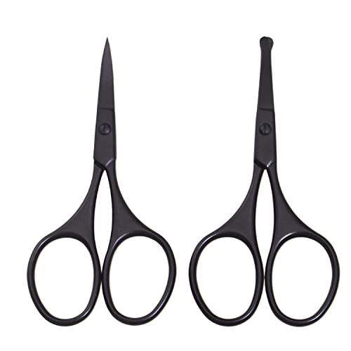 Multicolor Professional Grooming Scissors for Facial Hair Removal - color: Black Set D