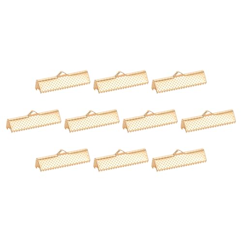 uxcell 280Pcs Ribbon Crimp Clamp Ends, 25mm Bookmark Pinch Crimp Ends, Cord Ends Fasteners Clasp Crimp Ends for DIY Bracelet Necklace Jewelry Making, Light Golden - color: Light Golden, size: 25mm