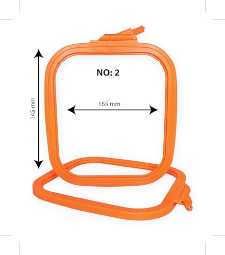 Nurge Square Embroidery Hoop - Plastic Cross Stitch Frame for Needlepoint & Embroidery - Adjustable Craft Hoop - Orange - No:2 (Small) - color: Orange, size: No:2 (Small)