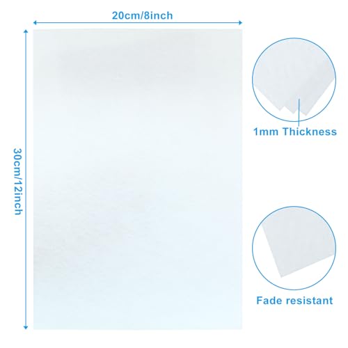 12 Pcs White Felt Sheets, 8 x 12 Inch, 1mm Thick - color: White