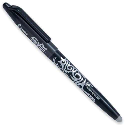 Pilot Frixion Heat/Friction Erasable Rollerball Pen FR7 - Medium Line 0.7mm Tip Nib - Pillow Pack of 1 Pen + 3 Refills (Black)