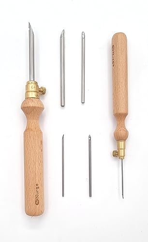 Nurge Premium Quality Punch Needle Kit, 3mm-4mm-5mm,1.2 mm - 1.6 mm - 2.2 mm Metal Tubes and Wooden Handle Punch Needle Kits for Adult Beginner, Embroidery Weaving Tools for Thread (Sets) - color: Punch Needle Sets