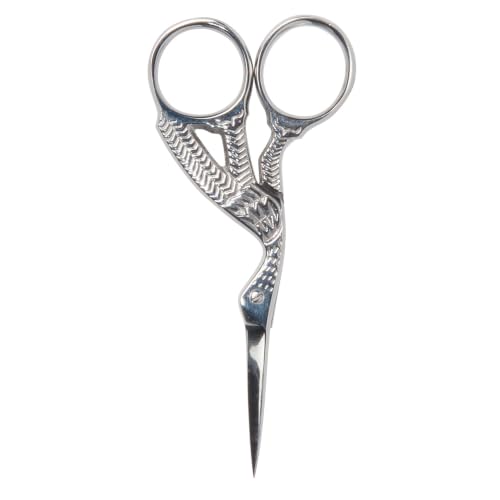 Diane Stainless Steel Stork Eyebrow Scissors, Precision Facial Hair & Brow Trimming Scissors for Women & Men, Sharp Ergonomic Beauty Grooming Scissors for Eyebrows, Mustache & Stray Hair Shears, 3.75"