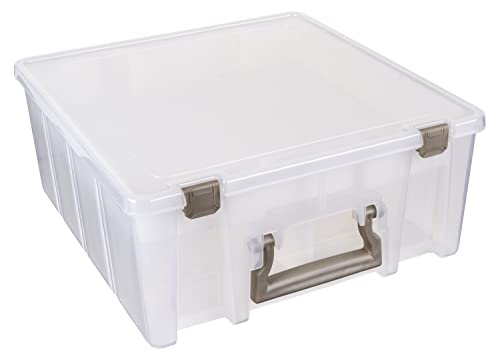 ArtBin 6899AZ Super Satchel Double Deep with Lift-Out Tray Storage Container, Portable Arts & Crafts Organizer with Removable Dividers, Clear
