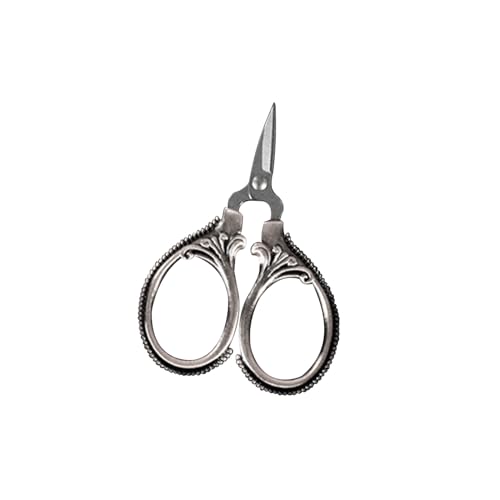 6cm Mini Retro Pocket Scissors Antique Thread Cutter Vintage Embroidery Cross Stitch Sewing Stainless Steel Scissors (silver) - color: Silver