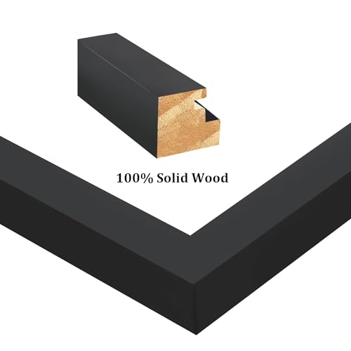 Egofine A4 Picture Frame Black Covered by Plexiglass Made of Solid Wood, Display Pictures 4x6/6x8 with Mat or A4 Without Mat for Table Top and Wall Mounting - color: Black, size: A4