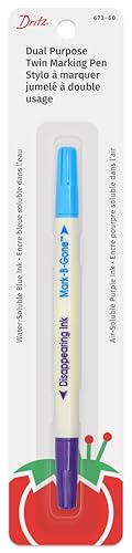 Dritz Dual Purpose Disappearing Ink & Mark-B-Gone, Marking Pen, Blue and Purple, 8.75 x 2.88 x 0.5 - size: 1 Count (Pack of 1)