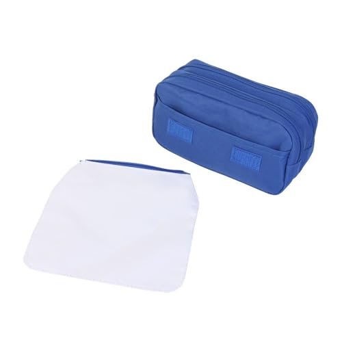 4 PCS Customizable Heat Transfer Blank Pencil Case Pen Bag Sublimation Printable Cosmetic Bag with Zipper DIY Custom Blank Makeup Bags Bulk Travel Toiletry Bag for Storage (Blue) - color: Blue, size: 4PCS