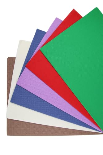 KCS 6 pc of 12" x 18" (30cmx45cm) 14 Count Cotton Aida Cloth Cross Stitch Fabric (14CT-R) - color: 14ct-r