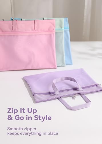 SortRax Large Zipper Pouch with Handle, Fits Letter and A4, Purple - color: Purple