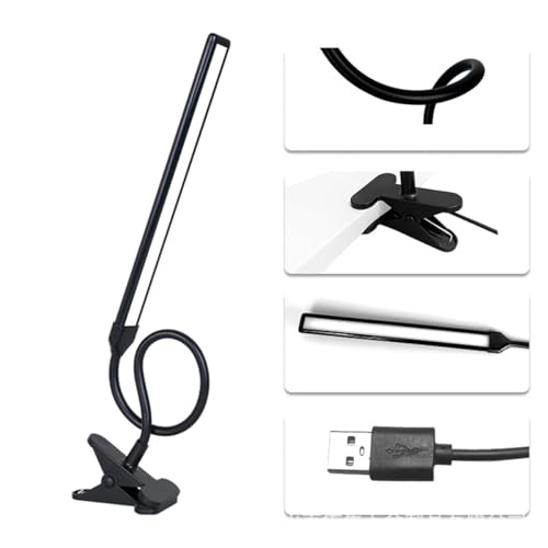 Black LED Easel Lamp Clip-On Art Light for Artists - 3 Colour Modes, 10-Level Dimmable Eye-Care Desk Lamp, Flexible 360° Gooseneck, USB Powered for Painting, Drawing, Headboards, Drafting Tables - color: Black