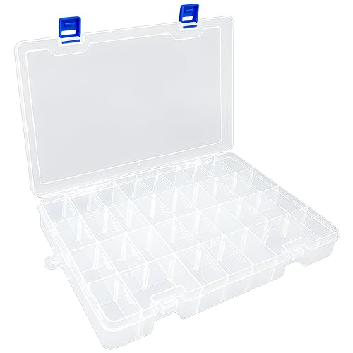 DUOFIRE Plastic Organizer Storage Box, Adjustable Divider 34 Grids, 1 Pack - color: White, size: 34 Grids, White X 1