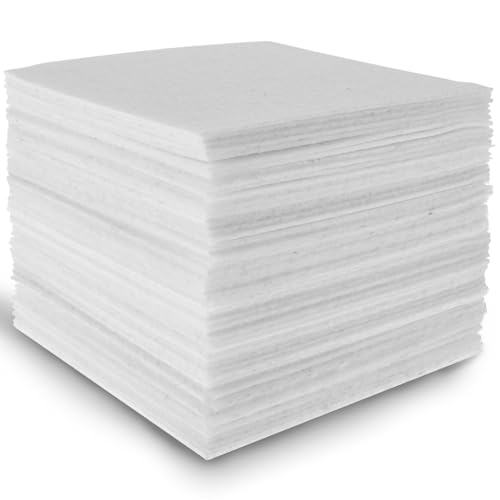 60PCS Felt Sheets Fabric, 4" X 4" Soft Felt Fabric for Crafts Halloween Christmas Fabric Fall Felt Squares for DIY and Sewing Projects (White) - color: White