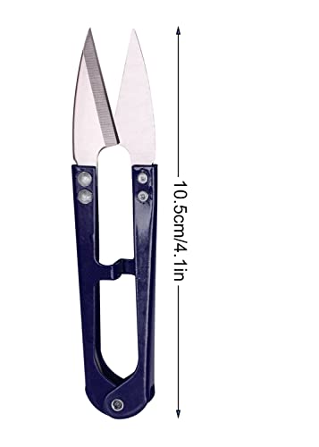 2Pcs Multicolor Mini Sewing Scissors Clipper 2Pcs Leather Scissors Sheath Cover Small Embroidery Thread Thrum Yarn Trimming Nipper U-Shaded Craft Cross Stitch Scissor (Dark Blue/Yellow) - color: Dark Blue/Yellow