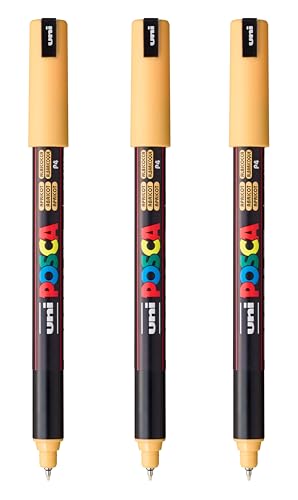 posca PC-1MR Water-Based Paint Markers, Extra Fine Tip (0.7mm), Apricot, 3 Count - color: APRICOT