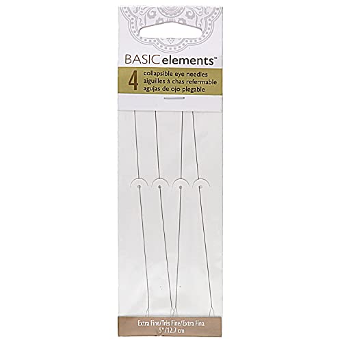 The Beadsmith Basic Elements Collapsible Eye Needles – 5 Inch Long – Flexible Twisted Wire – Large Eye, Easy to Thread – 4 Extra Fine Needles - size: Extra Fine - 5" Long - 4 Needles