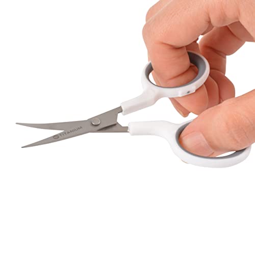 Westcott 16380-001 4" Curved Blade Titanium Embroidery Scissors for Crafting, White/Gray (Pack of 2) - size: 1 Count (Pack of 2), style: 4" Embroidery Scissors