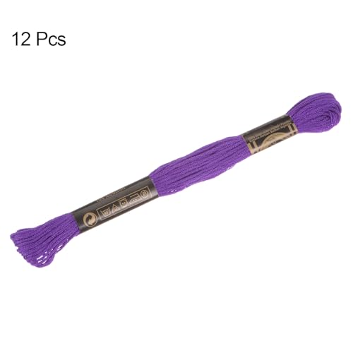 HARFINGTON 12 Skeins Embroidery Floss 8m Each Egyptian Long Fiber Cotton Cross Stitch Thread 26S/2x6 for Embroidery Projects Bracelet, Purple - color: Purple