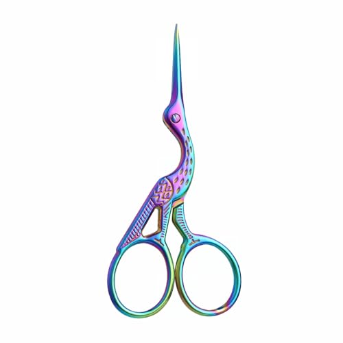 Copper Crane Embroidery Scissors,Sharp Rainbow Stainless Steel Craft Snips for Sewing,3.74 inch,Comfortable Grip for Crafts and Sewing,DIY,Tea Sachets,Ideal Gift for Precision Cutting (Colorful) - color: Colorful