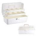 Tackle Box, 16-Inch Extra Large Art Storage Box with 3-Layer Folding Trays - color: White