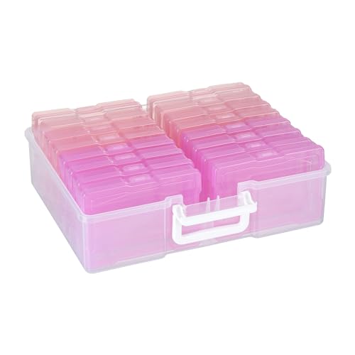 4" x 6" Plastic Photo Storage Case with 16 Inner Pink Small Boxes - color: Gradation Pink