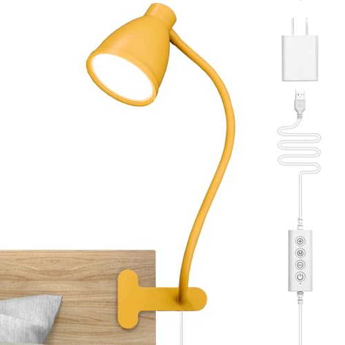 BOHON Clip on Light, Desk Lamp with Clamp, 5 Color 10 Brightness Yellow - color: Bright Yellow