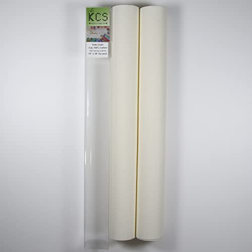 KCS 2 pc of 15" x 18" Counted Cross Stitch Cotton Aida Cloth Needlework Fabric (Antique White, 14CT) - color: Antique White, size: 14CT