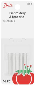 Dritz 56E-8 Embroidery Hand Needles, Size 8 (16-Count) - size: Size 8