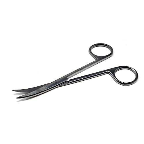 Premium Iris Scissors Micro Dissecting Scissors Curved 4.5" with Fine Sharp Blades Made of Stainless Steel Medical Surgical Tools (Silver) - color: Silver