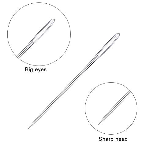 JNENERY 23 PCS Large Eye Sewing Needles, 2.36in Sewing Sharp Needles - size: 2.36in, 23pcs