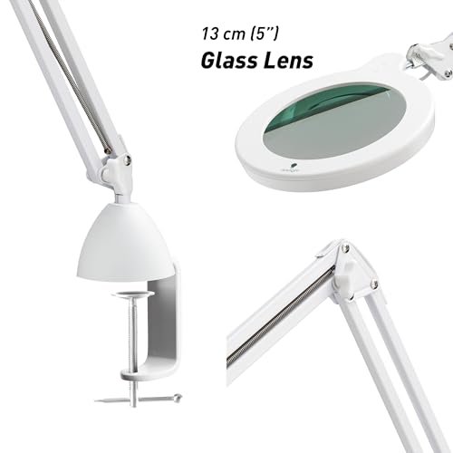 Magnifying Lamp S - Clip On Magnifier Lamp for Nail Salons, Tattoo Artists, Reading & Detailed Work - Dimmable Mag Lamp - size: MAG Lamp S