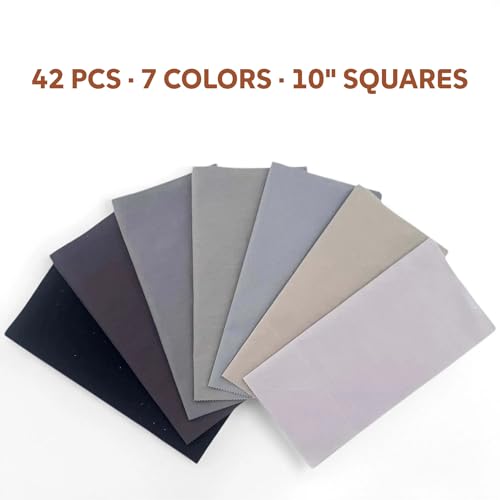 Gray Solid Cotton Fabric Layer Cake 10" x 10" Precut Quilt Squares, 42 Pcs (7 Shades x 6 Each), Neutral Quilting Fabric for Sewing Patchwork Crafts - color: Gray, size: 10 inch x 10 inch