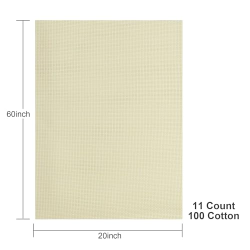Aida Cloth 11 Count Cross Stitch Fabric,20×60inch (11CT,Ivory) - color: Ivory, size: 11CT