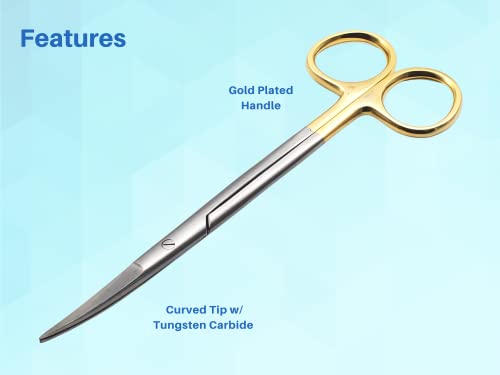 ARTMAN INSTRUMENTS Surgical Scissors 5.5 Inches – Curved, Gold Plated Handle, Tungsten Carbide Inserts, Extra Sharp & Durable for Precision Cutting, Ideal for Surgery, Crafts & Hobbies