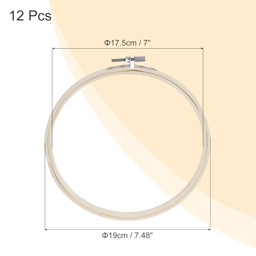 MECCANIXITY 6 Pieces 7 Inch Embroidery Hoops Adjustable Round Bamboo Circle Cross Stitch Hoop Ring for Art Craft Handy Sewing Needlework DIY Decoration - size: 7 Inch
