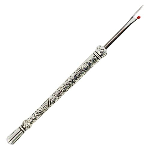 HAHIYO Metal Seam Ripper with Classical Engraved Pattern - Ergonomic Non-Slip Handle Sewing Stitch Cutter Thread Unpicker for Quilting Sewing Crafting Notions & Hemming, Silver 4.7-Inch 1PCs