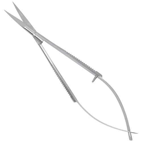 Micro Scissor 5.5" Straight Tip Embroidery Scissor Premium Stainless Steel Applique for Sewing Art & Craft Grooming for Eyebrow Eyelash and Spring Action Extra Sharp Squeeze Scissors.