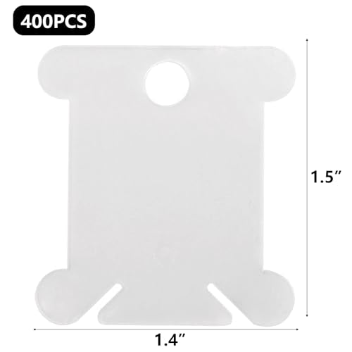 400 PCS Embroidery Floss Bobbins Embroidery Thread Organizer Plastic Floss Bobbins Embroidery Thread Cards for Cross Stitch - color: Clear