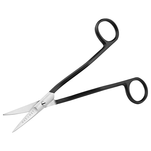 Applique Scissors for Embroidery - Double Curved Handle, 6", Black - color: Black