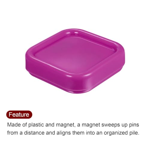 HARFINGTON Magnetic Pin Cushion Square Plastic Magnetic Sewing Pin Holder Storage Case Needle Cushion Tool for Sewing DIY Projects, Rose Red - color: Rose Red